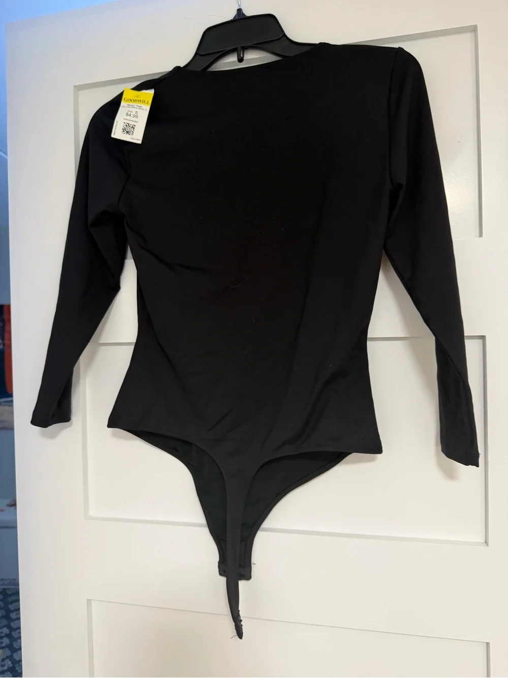 Free People Black Square-Neck Long Sleeve Bodysuit